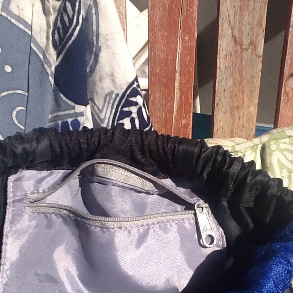 Adidas Pull String Backpack, Lined, 3 Pockets - image 3